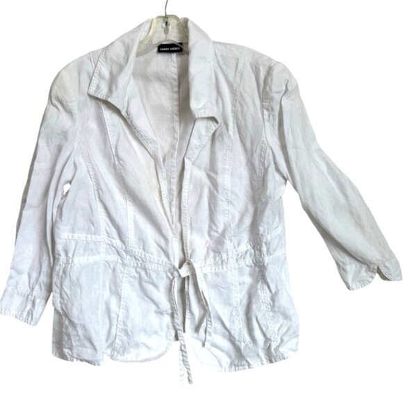 Gerry Weber Linen Blazer White Slit Lightweight Fitted Short Minimalist Open 12 - Picture 1 of 14